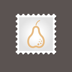 Pear stamp. Outline vector illustration