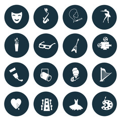 Set of sixteen art icons