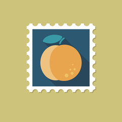 Peach flat stamp with long shadow