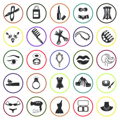 Set of twenty five beauty and fasion icons