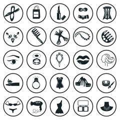 Set of twenty five beauty and fasion icons