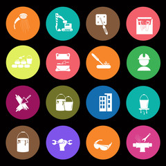 Set of sixteen construction icons