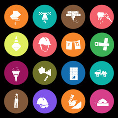 Set of sixteen construction icons