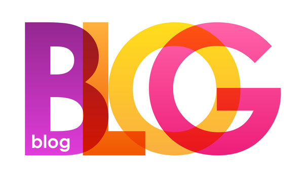 "BLOG" Overlapping Letters Multicoloured Vector Icon
