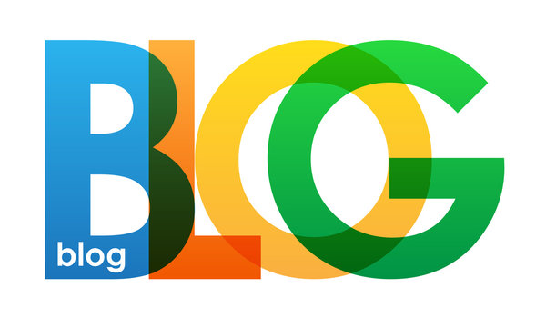  "BLOG" Overlapping Letters Multicoloured Vector Icon 