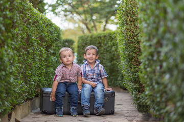 Fototapeta premium Two little kids