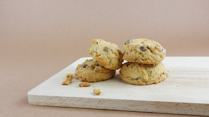 Homemade almond cookies on chopping board. (1)