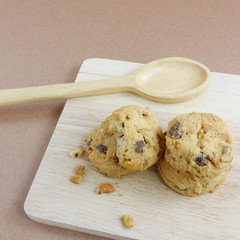 Homemade almond cookies on chopping board. (2)
