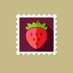 Strawberry flat stamp with long shadow