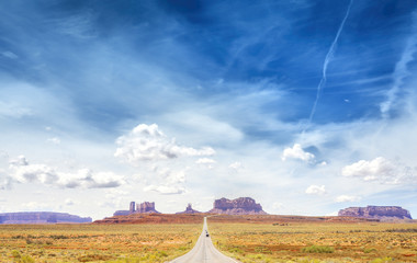 Country road to the Monument Valley, USA.