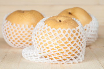 Chinese pear in a soft pack