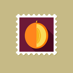 Melon flat stamp with long shadow