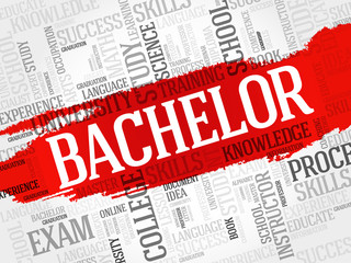 Bachelor word cloud, education concept