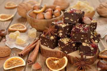 Traditional Christmas chocolate fudge