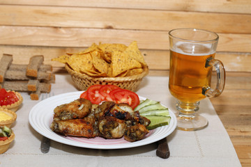 wings barbecue sauce vegetables