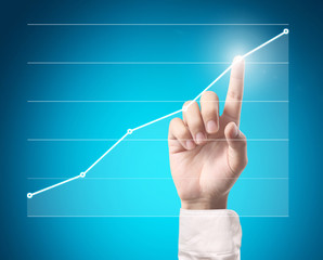 businessman Touching graph