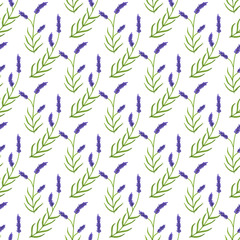 Lavender. Seamless pattern with flowers. Hand-drawn original
