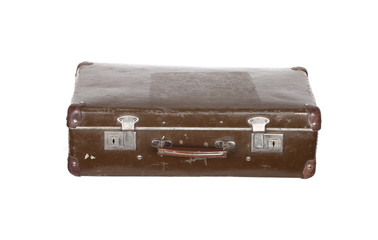 Old suitcase isolated on white background
