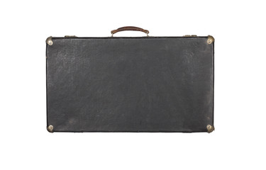 Old black suitcase isolated on white background