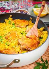 Chicken Thigh and Rice Biryani with Green Peas