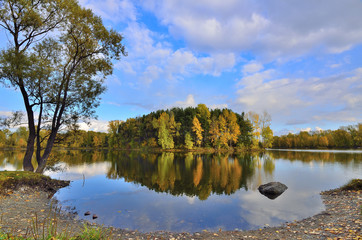 Autumn landscape on the lake