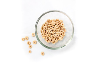 Isolated of cereal in the glass bowl
