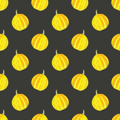 Pumpkin. Halloween and Thanksgiving day theme. Seamless pattern