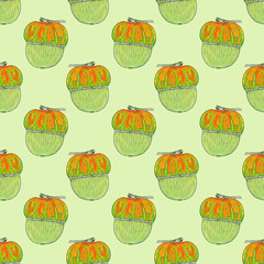 Pumpkin. Halloween and Thanksgiving day theme. Seamless pattern