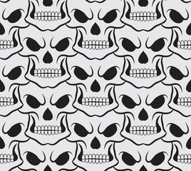 Seamless pattern with white skulls