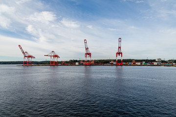 Four Freight Cranes on Halifax Coast