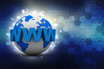 3d illustration Network community concept . globe with www sign