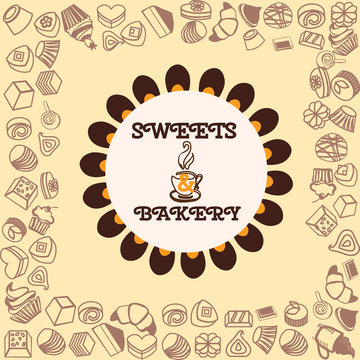  Menu for dessert background. Sweets and Bakery