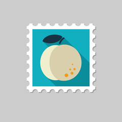 Peach flat stamp with long shadow