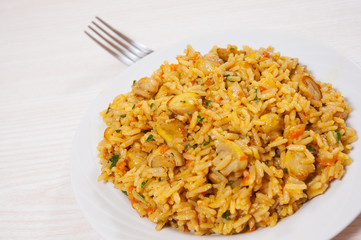 rice with mushrooms on plate