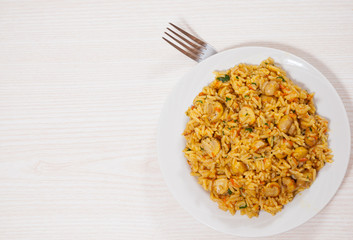 rice with mushrooms on plate