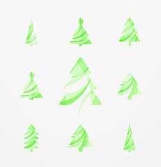 Obraz premium Set of abstract Christmas Tree Icons, business logo concepts