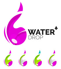 Set of abstract eco water icons, business logotype nature green