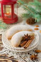 Obraz na płótnie Canvas Christmas homemade sugar cookies Crescent