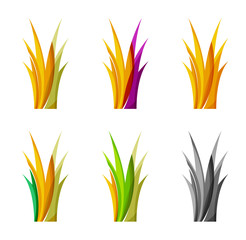 Set of abstract eco plant icons, business logotype nature green