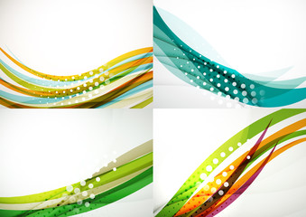 Set of abstract backgrounds. Elegant colorful decorated lines