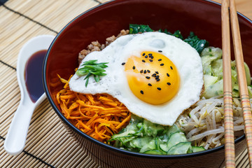 bibimbap, korean dish closeup