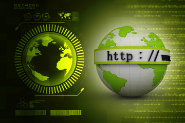 3d illustration Network community concept . globe with http sign