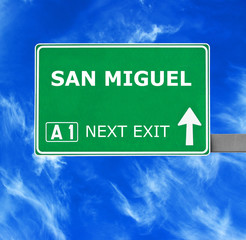 Obraz premium SAN MIGUEL road sign against clear blue sky