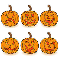 Halloween set of six pumpkins