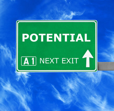 POTENTIAL road sign against clear blue sky