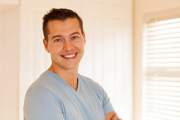 young man in empty house