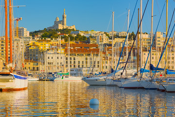 Yachts in the port of Marseille