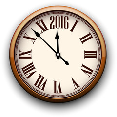 Fototapeta premium Happy 2016 year. Vintage clock.