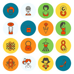 Womans Day Icon Set