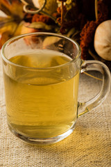 tea in autumn setting